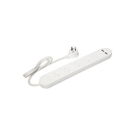 HPM Standard 4 Outlet USB Charging Powerboard White
