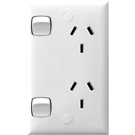 HPM Standard 10A Vertical Double Power Point with Safety Shutters White
