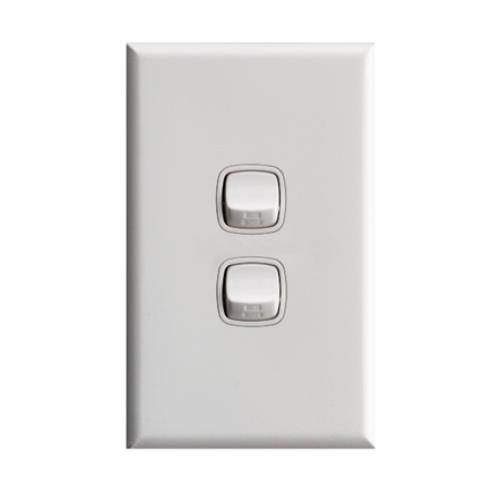 Excel - Vertical Rocker Switch - Single Pole Double Throw - 2 Gang 10A - White