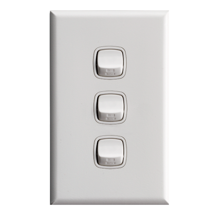 Excel - Vertical Rocker Switch - Single Pole Double Throw - 3 Gang 10A - White