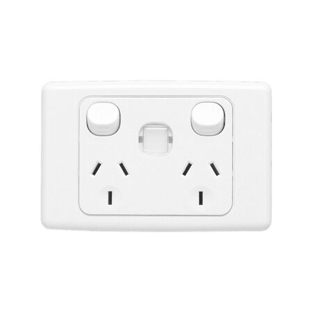 2000 Series, Twin Switch Socket Outlet, 250V, 10A, Removable Plug Identification - Red
