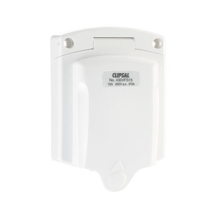 Standard Series, Socket Inlet, 3 PIN, 15A, 250V, IP34, Weatherproof Flap - White Electric