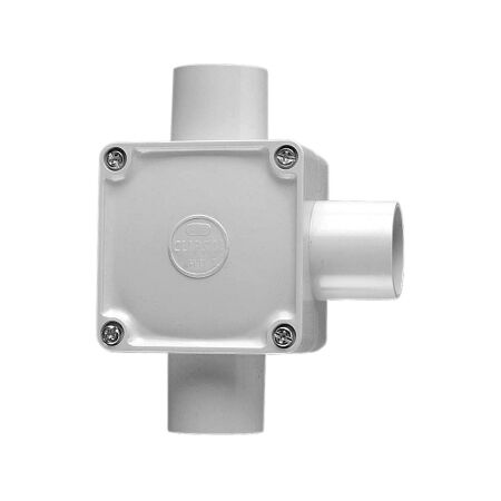 Clipsal - Cable Management, Junction Box, Square, PVC32mm Entries, 3 Way - Grey