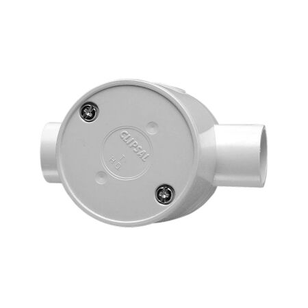 Clipsal - Cable Management, Junction Box, Standard Deep, 20mm I.D, 2 Way Through Entry - Grey