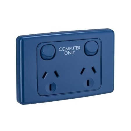 2000 Series, Switched Socket, 10A Twin Computer Only - Dark Blue
