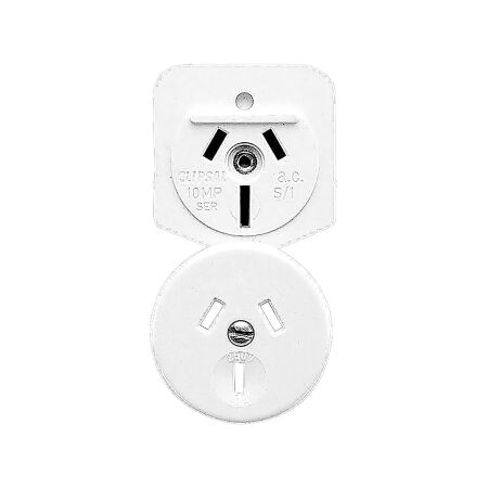 Standard Series, Automatic Single Socket Outlet Mechanism, 250VAC, 10A, Panel Mount - White Electric