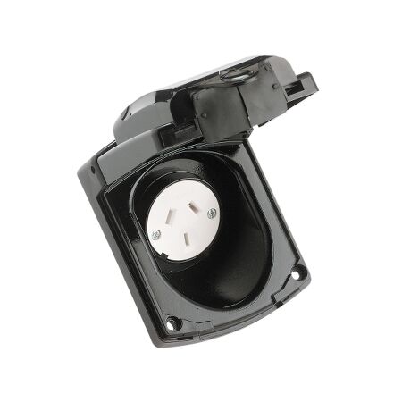 Standard Series, Caravan Socket Outlet, Auto-Switched IP34 10A - Black