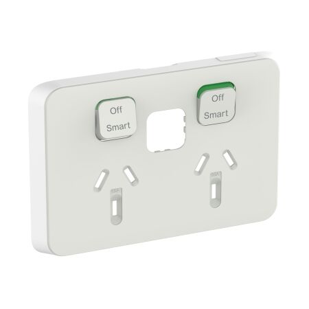 Clipsal Iconic, Skin Connected Socket Wiser, Horizontal Twin - Cool Grey