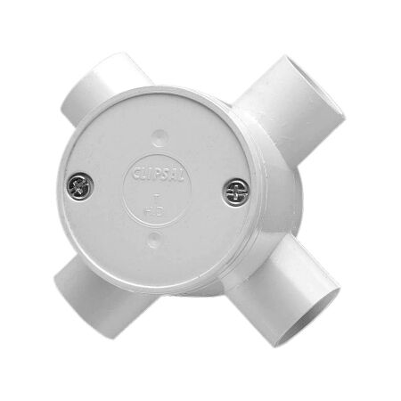 Clipsal - Cable Management, Round Junction Box, PVC, 25mm Entries, 4 Way - Grey