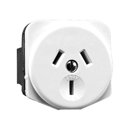 Standard Series, Automatic Single Socket Outlet Mechanism, 250VAC, 10A, 2 Pole, Panel Mount - White Electric