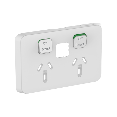 Clipsal Iconic, Skin Connected Socket Wiser, Horizontal Twin - Vivid White