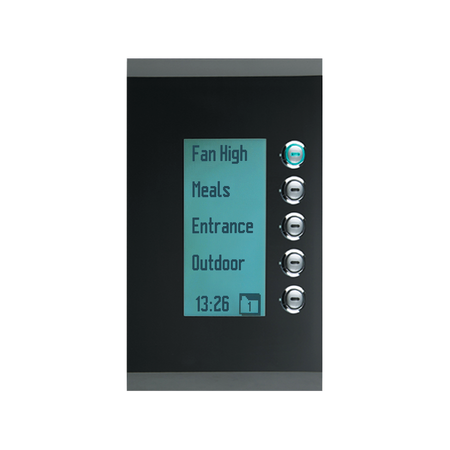C-Bus Control and Management System, Glass Fascia, 5 Gang, Saturn Series - Black