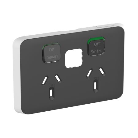 Clipsal Iconic, Skin Connected Socket Wiser, Horizontal Twin - Anthracite