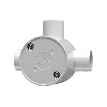 Clipsal - Cable Management, Junction Box, Standard Deep, 20mm I.D, 3 Way Entry - Grey