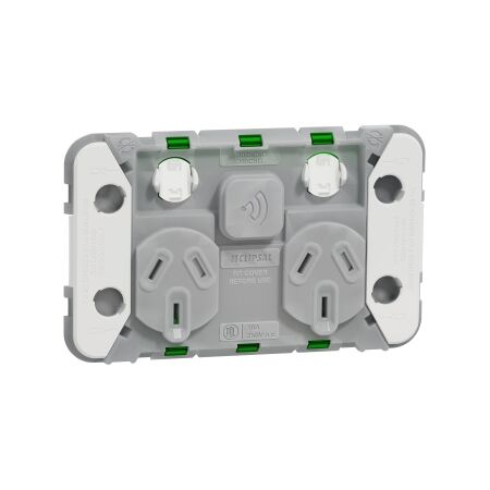 Clipsal Iconic, Connected Smart Socket Wiser, Grid Horizontal Twin, 10A, 250V