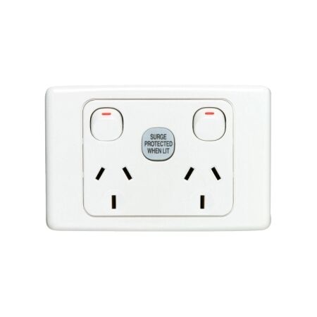 2000 Series, Surge Protected Socket Outlet, 1 Pole, 250V, 10A - White Electric