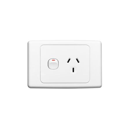 2000 Series, Switch Socket Outlet, Single, 250V, 10A - Red