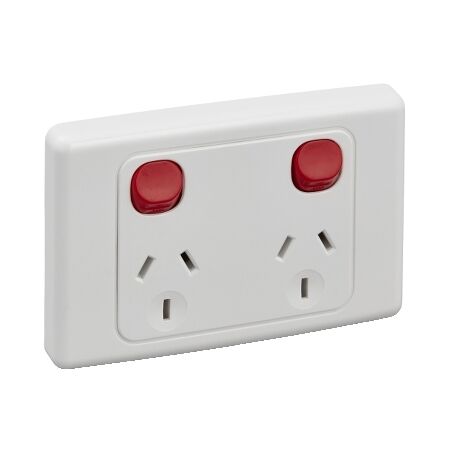 2000 Series, Switched Socket Twin, 10A Dolly - White Electric