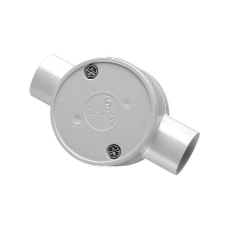 Clipsal - Cable Management, Junction Box, Standard, 20mm I.D, 2 Way Through Entry - Grey