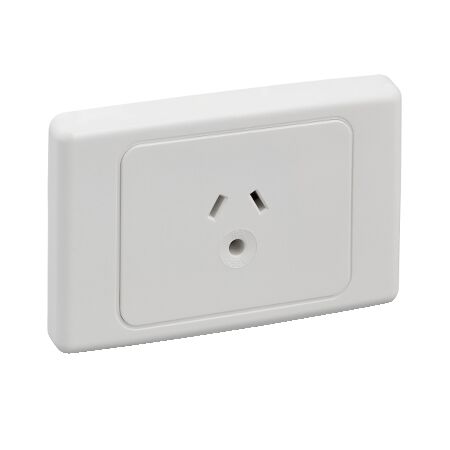 2000 Series, Socket Outlet, Automatic, Single, 250VAC, 10A, Round Earth Pin - White Electric