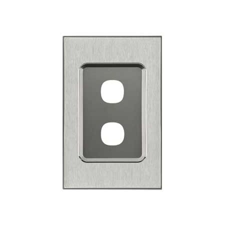 Saturn Series, Switch Grid Plate and Cover, 2 Gang, Vertical/Horizontal Mount - Horizon Silver