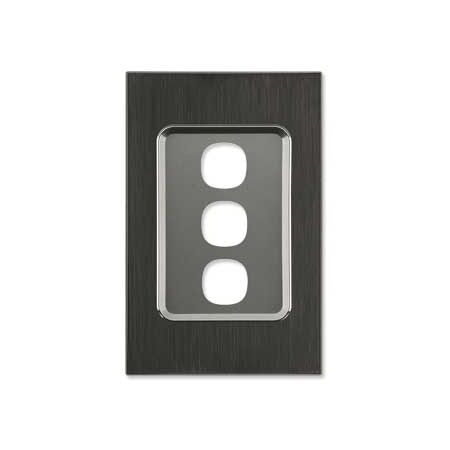Saturn Series, Switch Grid Plate and Cover, 3 Gang, Vertical/Horizontal Mount - Horizon Black