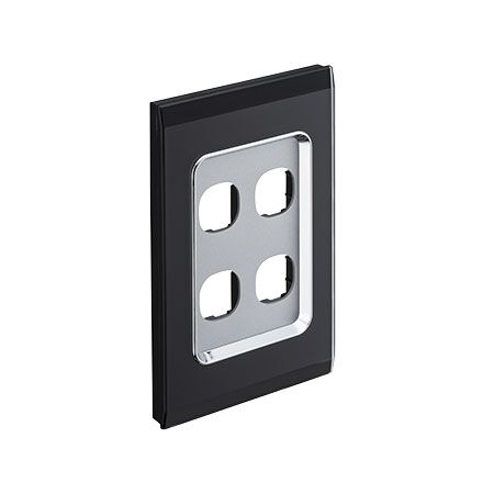 Saturn Series, Switch Grid Plate and Cover, 4 Gang, Vertical/Horizontal Mount - Espresso Black