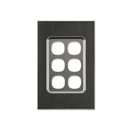 Saturn Series, Switch Grid Plate and Cover, 6 Gang, Vertical/Horizontal Mount - Horizon Black