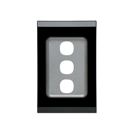 Saturn Series, Switch Grid Plate and Cover, 3 Gang, Vertical/Horizontal Mount - Espresso Black