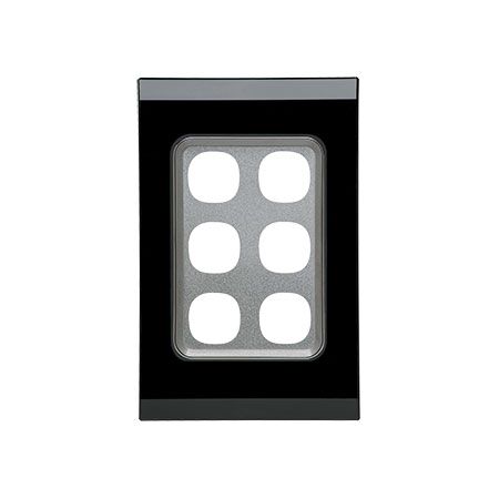 Saturn Series, Switch Grid Plate and Cover, 6 Gang, Vertical/Horizontal Mount - Espresso Black