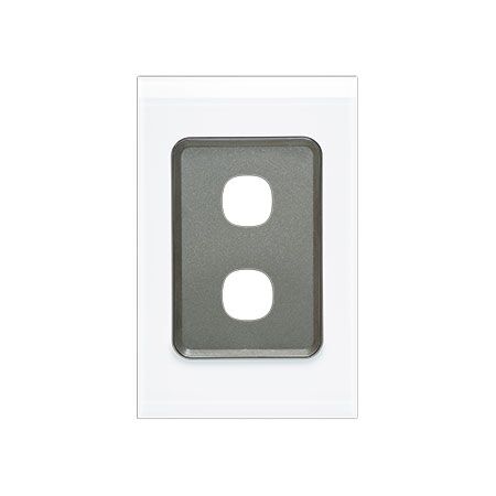 Saturn Series, Switch Grid Plate and Cover, 2 Gang, Vertical/Horizontal Mount - Pure White