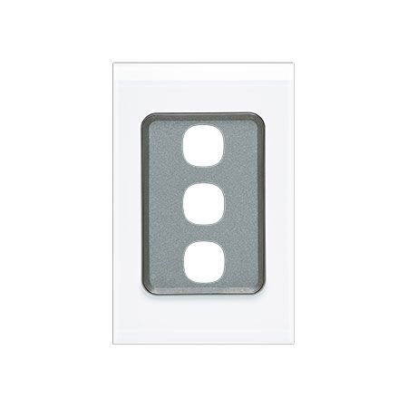Saturn Series, Switch Grid Plate and Cover, 3 Gang, Vertical/Horizontal Mount - Pure White