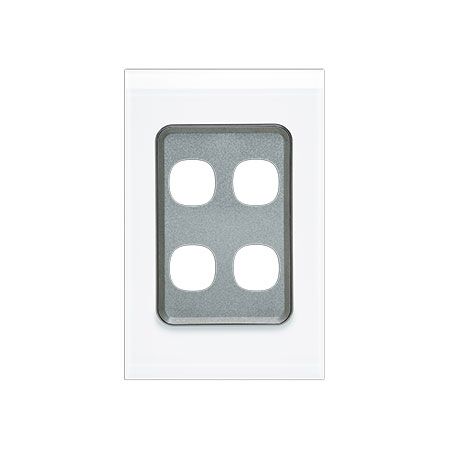 Saturn Series, Switch Grid Plate and Cover, 4 Gang, Vertical/Horizontal Mount - Pure White