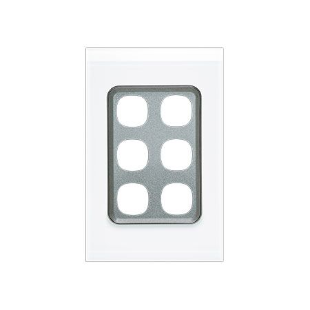 Saturn Series, Switch Grid Plate and Cover, 6 Gang, Vertical/Horizontal Mount - Pure White