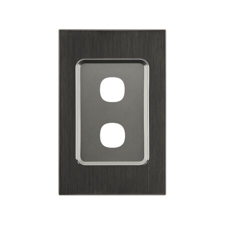 Saturn Series, Switch Grid Plate and Cover, 2 Gang, Vertical/Horizontal Mount - Horizon Black