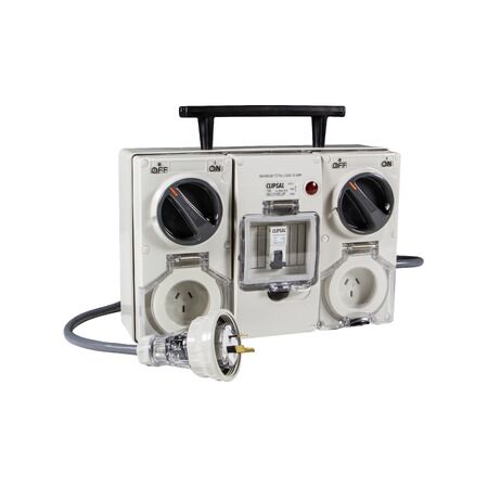 Clipsal - 56 Series, RCBO Protected Switched Socket Outlet, 250V, 10A, 3 Flat PIN, IP56, 30mA - Resistant Orange