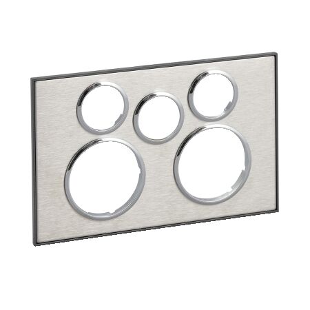 Saturn Series, Cover Socket Outlet, Twin switched, Extra switch aperture, Horizontal - Horizon Silver