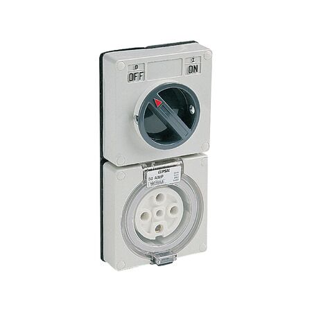 Clipsal - 56 Series, Switched Socket, Surface IP66 5 PIN 50A Less Enclosure - Woolworths Grey