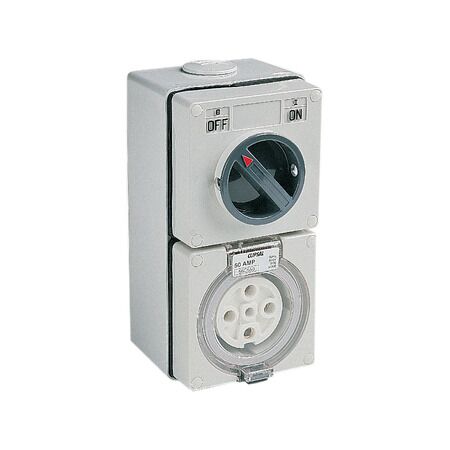Clipsal - 56 Series, Switched Socket Outlet, 500V, 50A, 5 Round PIN, IP66, 3 Pole, Surface Mount - Woolworths Grey