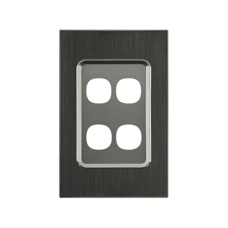 Saturn Series, Switch Grid Plate and Cover, 4 Gang, Vertical/Horizontal Mount - Horizon Black