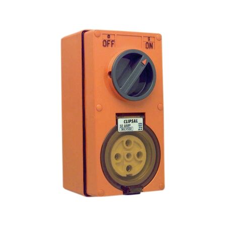 Clipsal - 56 Series, Switched Socket Outlet, 500V, 32A, 5 Round PIN, IP66, 3 Pole, Vertical - Grey