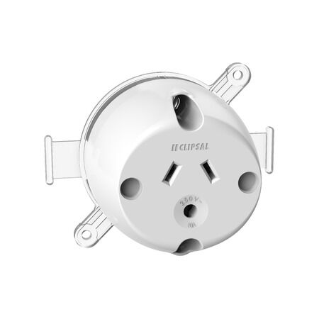 Standard Series, Single Socket Outlet, 250VAC, 10A, 3 PIN, Round Earth Pin - White Electric