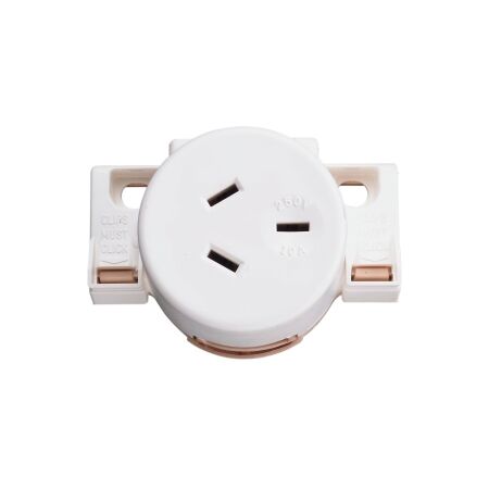 Standard Series, Single Socket Outlet, 250VAC, 10A, 3 PIN, Quick Connect, Surface Mount - White Electric