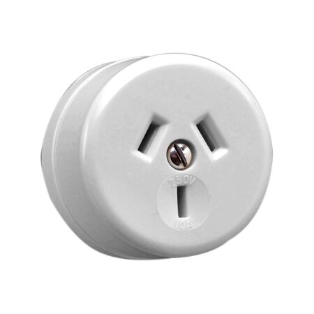 Standard Series, Single Socket Outlet, 250VAC, 10A, 3 PIN, Surface Mount - White Electric