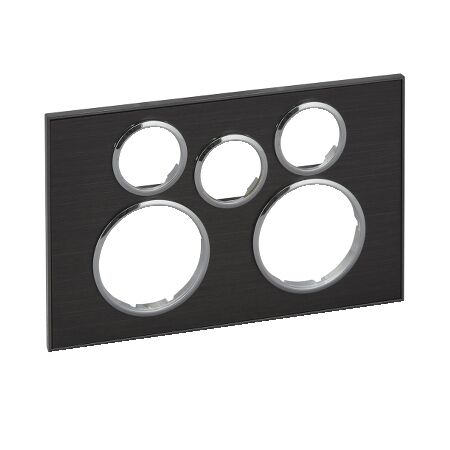Saturn Series, Cover Socket Outlet, Twin switched, Extra switch aperture, Horizontal - Horizon Black