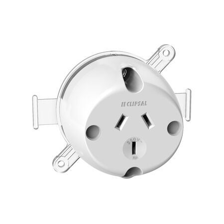 Standard Series, Single Socket Outlet, 250VAC, 10A, 3 PIN, Surface Mount, 4 Terminal - White Electric