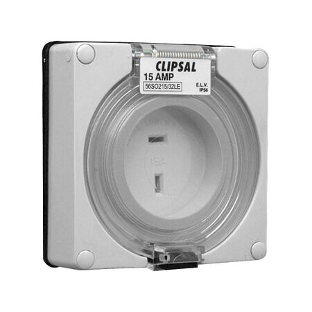 Clipsal - 56 Series, Socket Outlet, Surface 32V 15A Less Enclosure - Grey
