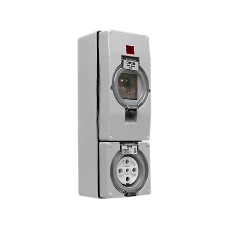 Clipsal - 56 Series, RCD Protected Switched Socket Outlet, 500V 32A 5 Round PIN IP66, 3 Pole, 30mA - Resistant Orange