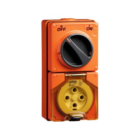 Clipsal - 56 Series, Switched Socket Outlet, 500V, 32A, 4 Round PIN, IP66, 3 Pole, 32A - Resistant White Electric