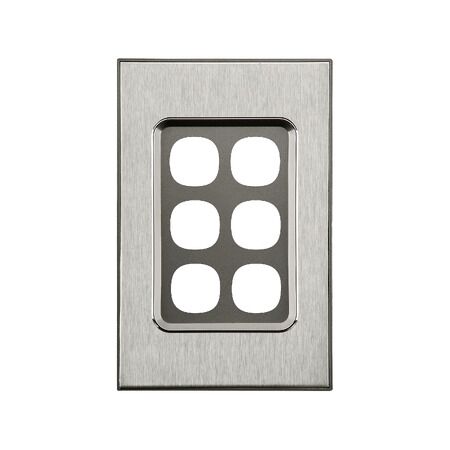 Saturn Series, Switch Grid Plate and Cover, 6 Gang, Vertical/Horizontal Mount - Horizon Silver